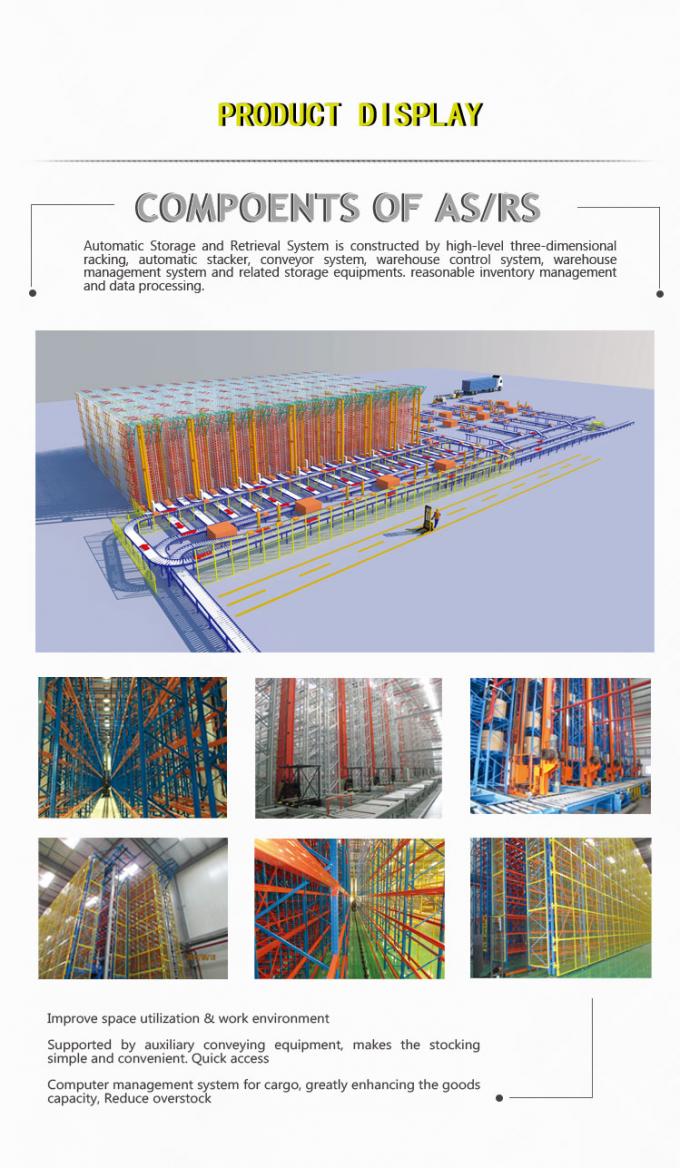 OEM 스토리지 완전 자동화 창고 시스템 ASRS 노란색 파란색 0