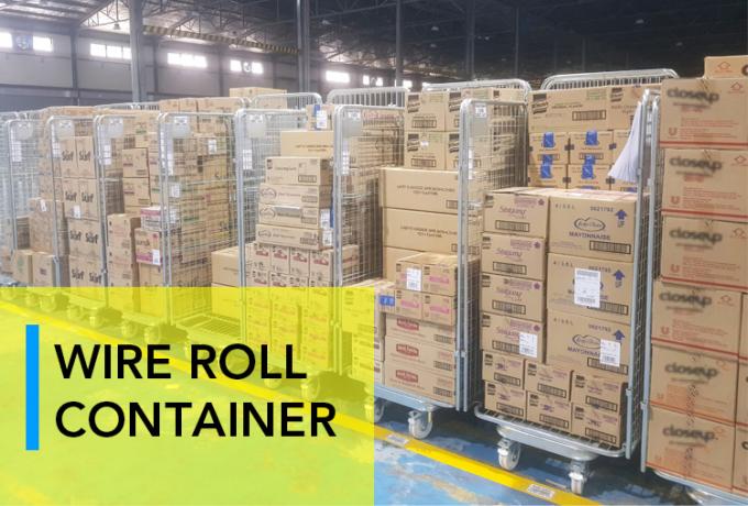 와이어 메시 스틸 넥팅 보안 롤 케이지 트롤 접는 창고 보관 0